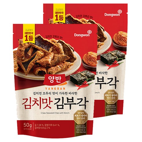양반 김치맛 김부각, 50g, 2개