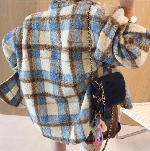 도톰 오버핏 체크 남방자켓