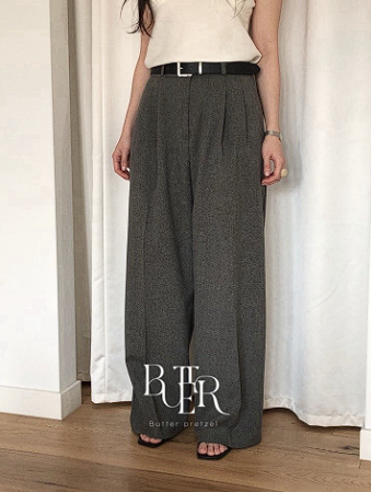 투핀턱 하이웨스트 롱 와이드팬츠