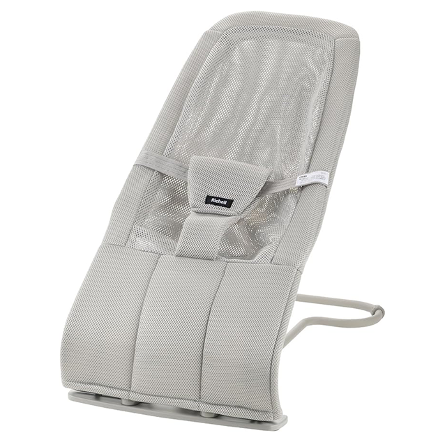Richell Bouncy Seat N, Light Gray, Suitable for Ages 1 Month to 24 Months, Foldable