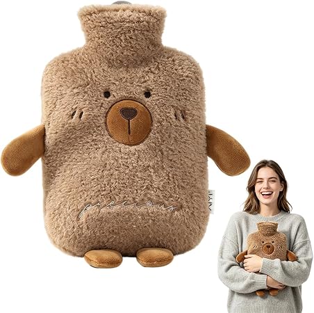 2L Hot Water Bottle with Cover, Large Hot Water Bottle, Washable and